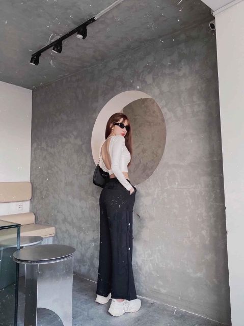 [Ảnh thật] Áo croptop thun gân tay dài hở lưng