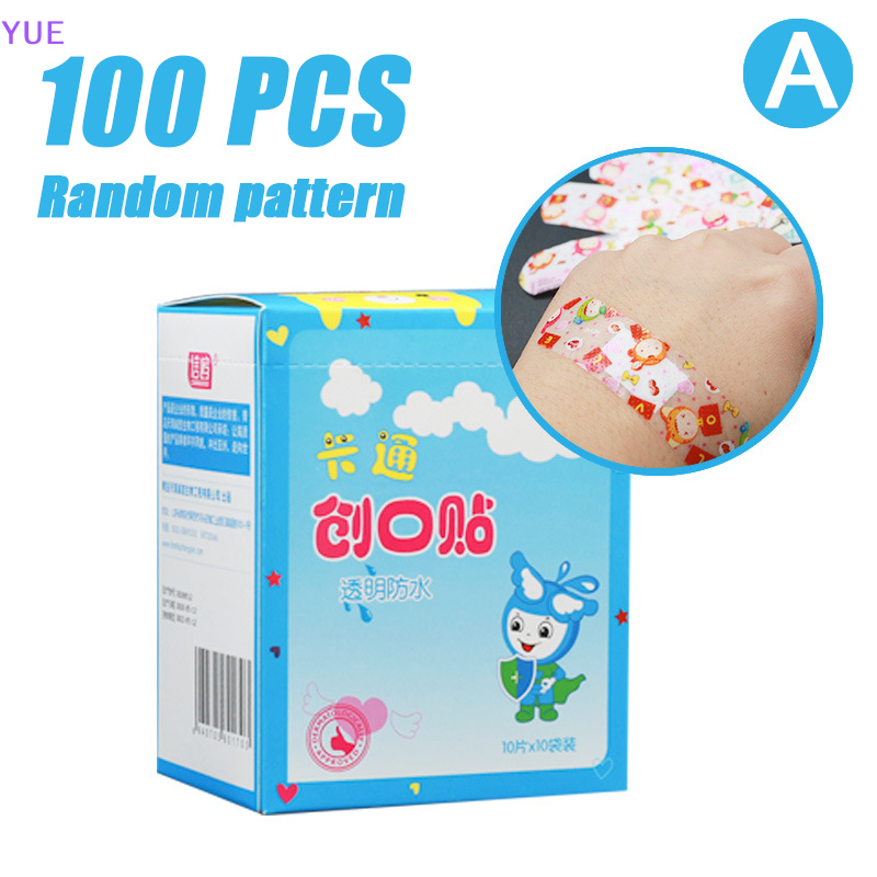 💖YUE 100pcs không thấm nước thoáng khí trong suốt ban nhạc viện trợ cầm máu thạch cao khẩn cấp