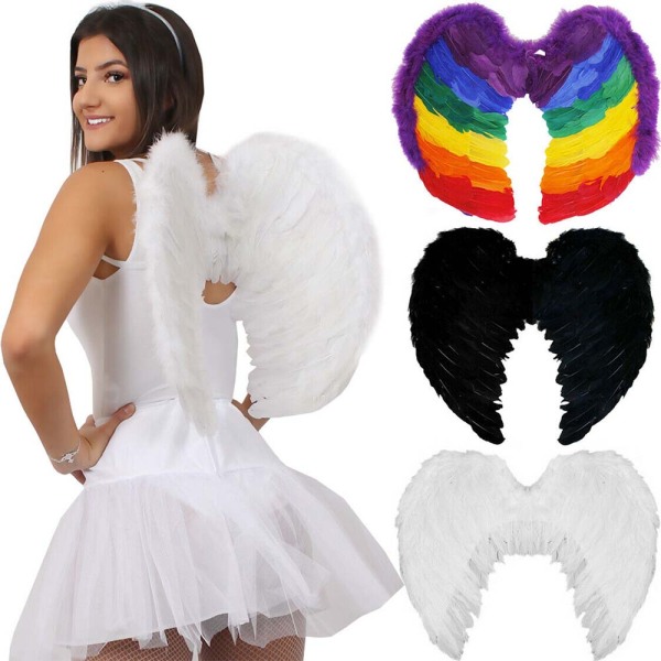 FEATHER ANGEL WINGS ADULT FAIRY FANCY DRESS COSTUME ACCESSORY LARGE 60cm*45cm