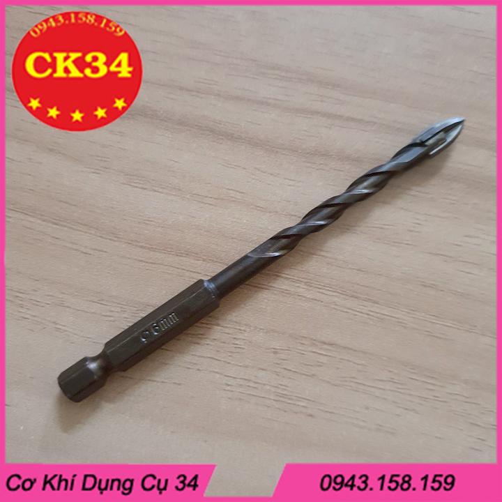 Mũi Khoan Gạch Men đa năng phi 6 dài xoăn đen