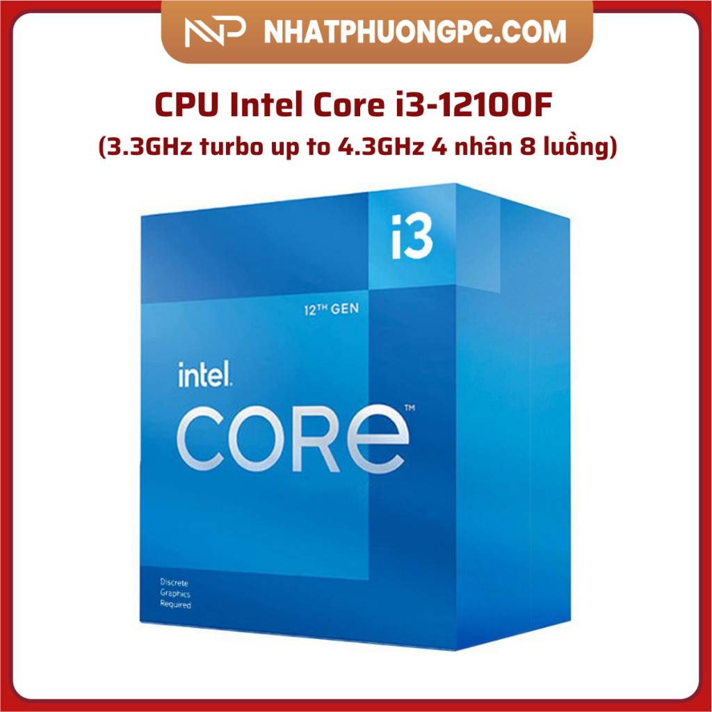 Bộ vi xử lý Intel Core i3 12100F - Bảo hành 36 Tháng Full box