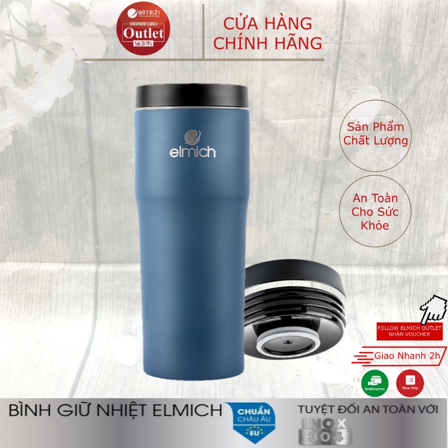 Cốc giữ nhiệt inox 304 Elmich EL-8013OL (Dung tích 480ml - Mầu Xanh - Giữ Nóng 8h, Giữ Lạnh 12h)