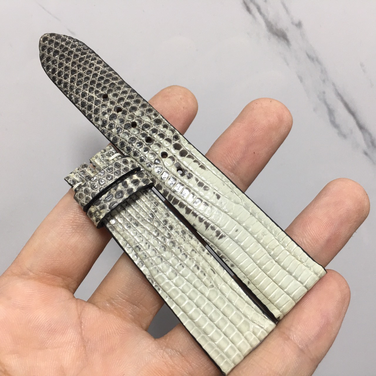 Dây Đồng Hồ Da Kỳ Đà Pháp Handmade Màu Xanh Navy