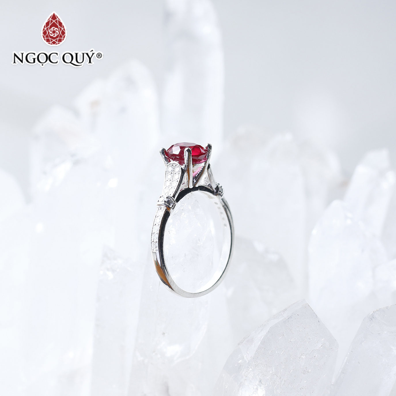 [HCM]Nhẫn bạc nữ đá Ruby mệnh hỏa thổ - Ngọc Qúy Gemstones