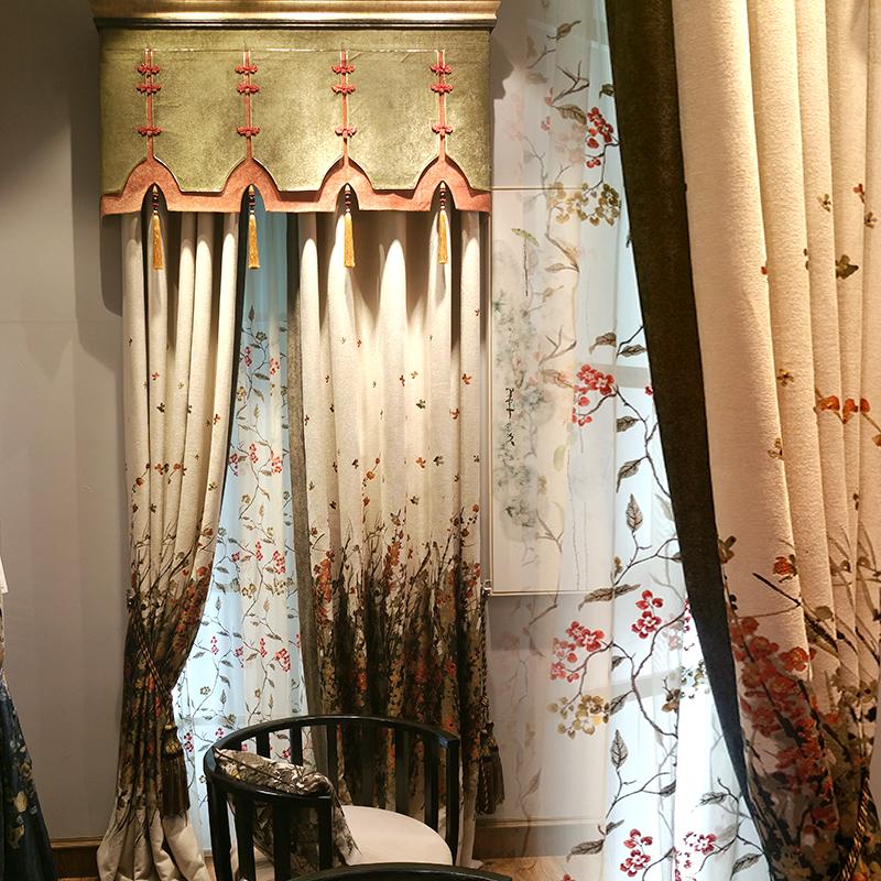 [Catin] Phục Cổ Phong Cách Châu Âu Phong Cách Trung Hoa Nông Thôn Phong Cách Màu Xanh Lá Cây Dày Che Phòng Ngủ Phòng Khách Rèm Cửa Sổ Thêu Hoa Rèm Cửa