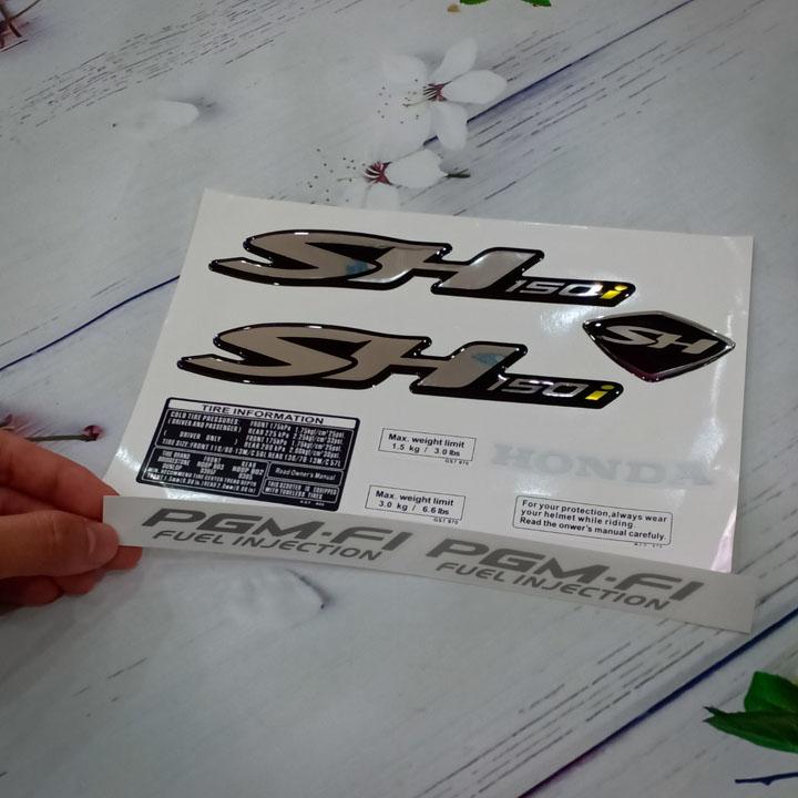 [MUA NGAY KẺO LỠ] Trọn bộ tem nổi dành cho xe SH 150i màu BẠC với chất liệu cao cấp trang trí xe đẹp như mới A264, phụ tùng xe máy số 1
