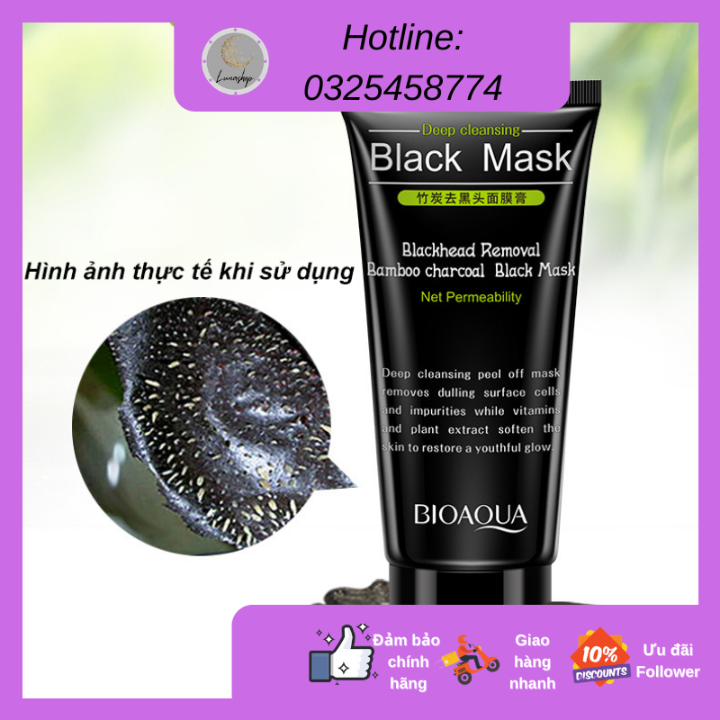 [Hàng nội địa] Gel mặt nạ than tre Bioaqua giúp giảm mụn đầu đen và chăm sóc da giá rẻ