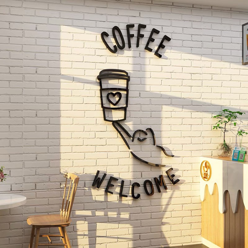 Tranh dán tường mica dán nổi - coffee trang trí quán cafe, trà sữa, nhà hàng, quán ăn vặt, ăn nhanh