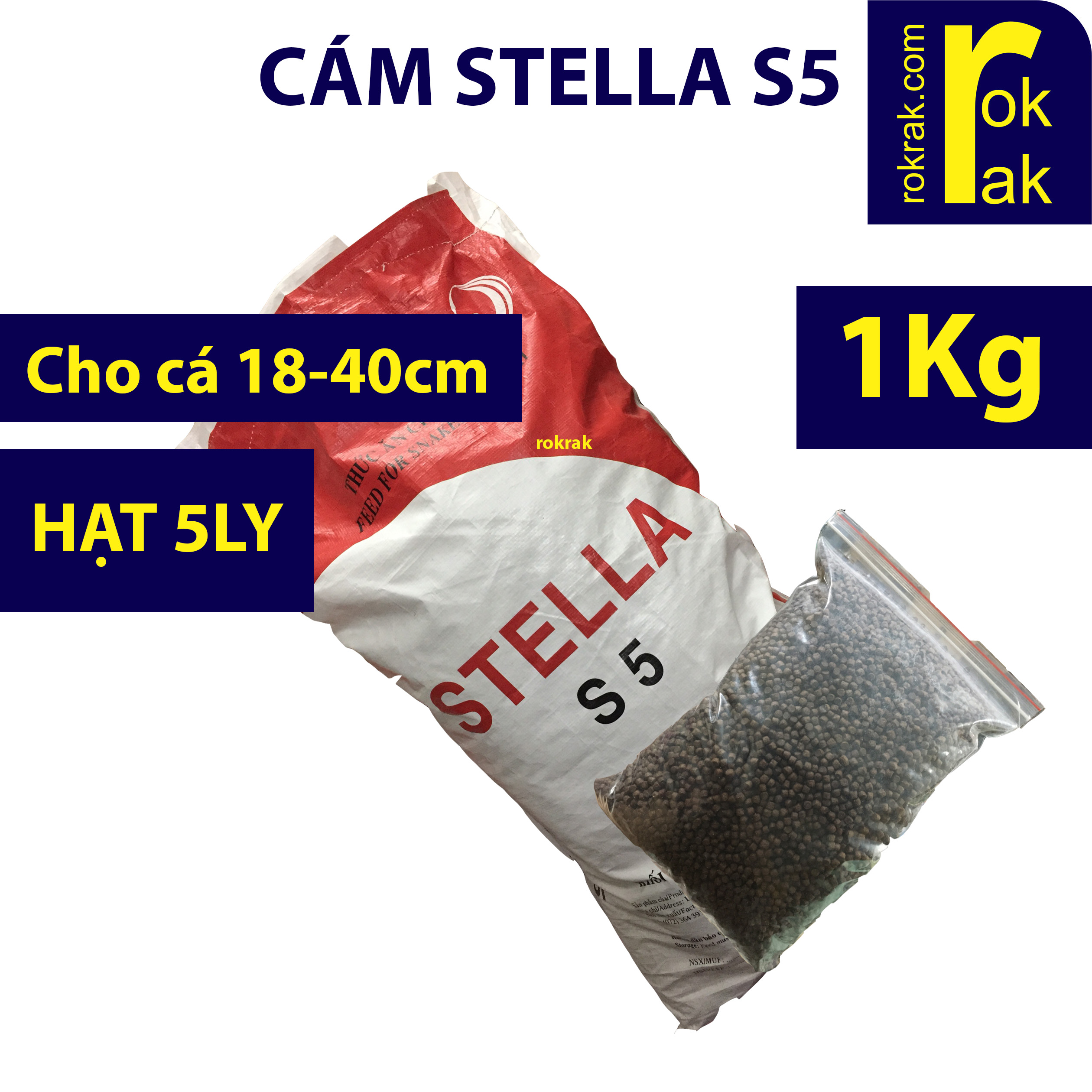 Cám Stella S5 Bao chiết 1Kg Thức ăn cho cá Koi