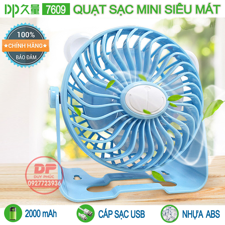 Quạt bàn sạc tích điện dp7609 treo tường- để bàn - siêu mát
