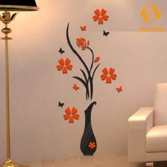 Chậu Hoa Mica 3D Dán Tường - DIY Trang Trí Nội Thất