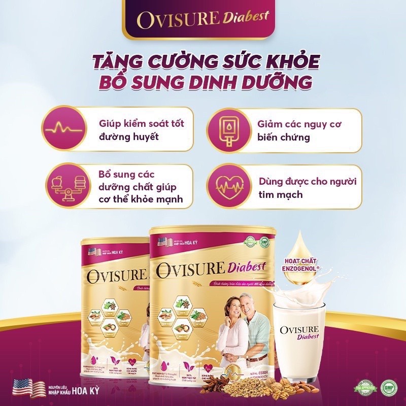 Sữa Hạt Tiểu Đường Ovisure Diabest 650g ( CAM KẾT HÀNG CHÍNH HÃNG )
