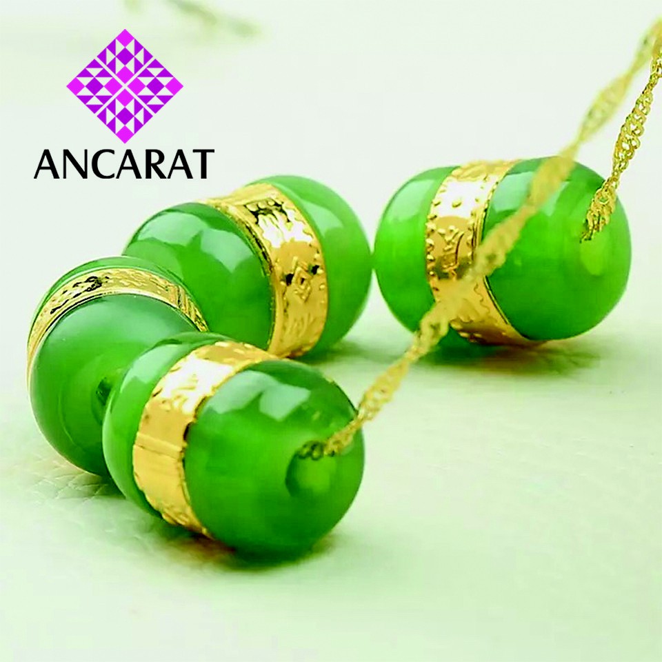 ANCARAT - Charm Ngọc bích bọc vàng