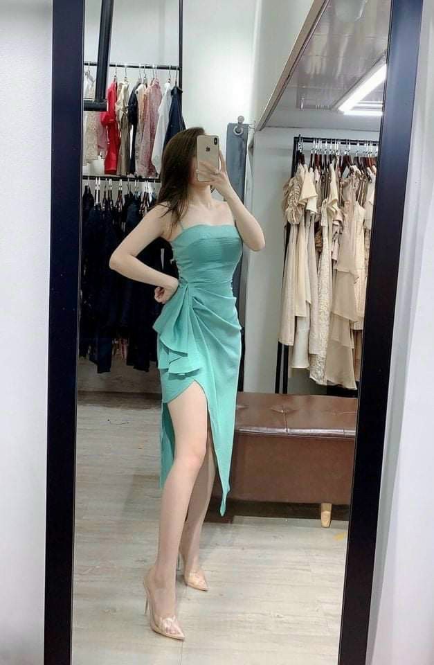 Đầm body 2 dây xẻ đùi-QH #damnu