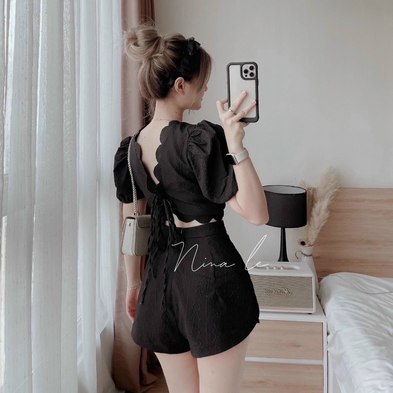 Sét đồ nữ vải xốp dập nỗi 3 màu dể thương - xinh đẹp