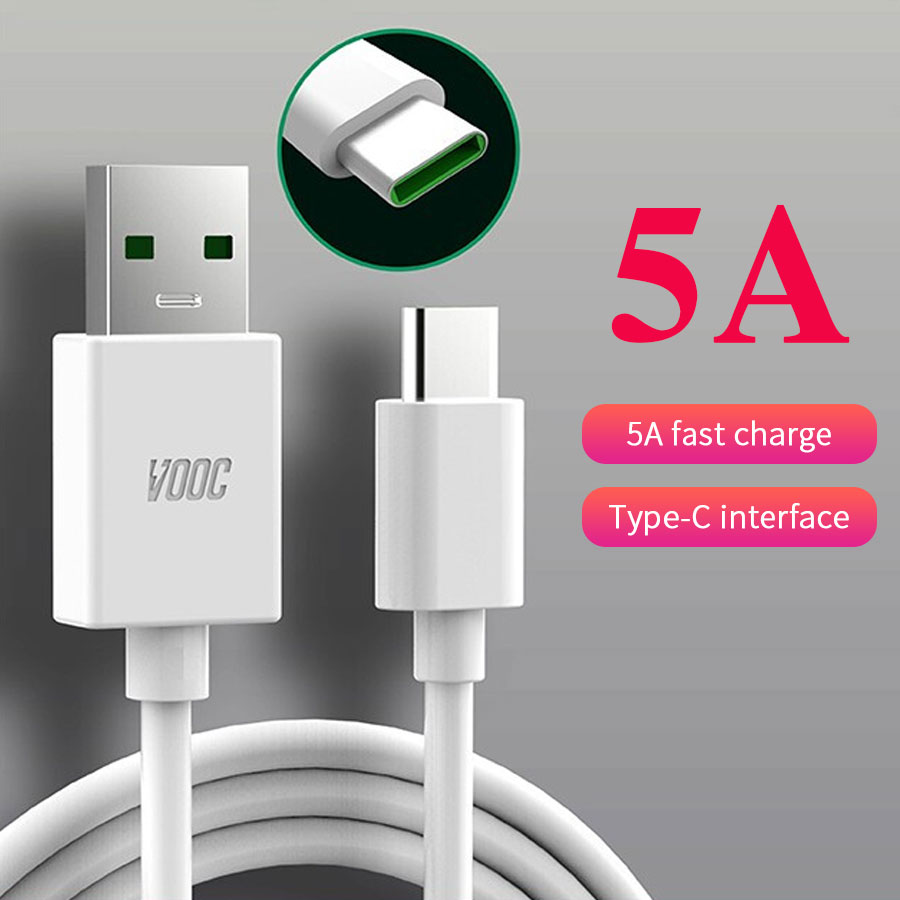 Dây Cáp Sạc Nhanh 1M 5A USB Type C Dành Cho Điện Thoại Oppo A5 A9 2020 A52 A92 A33 Reno 3 4 5 6 Z 6z Find X X2 Pro