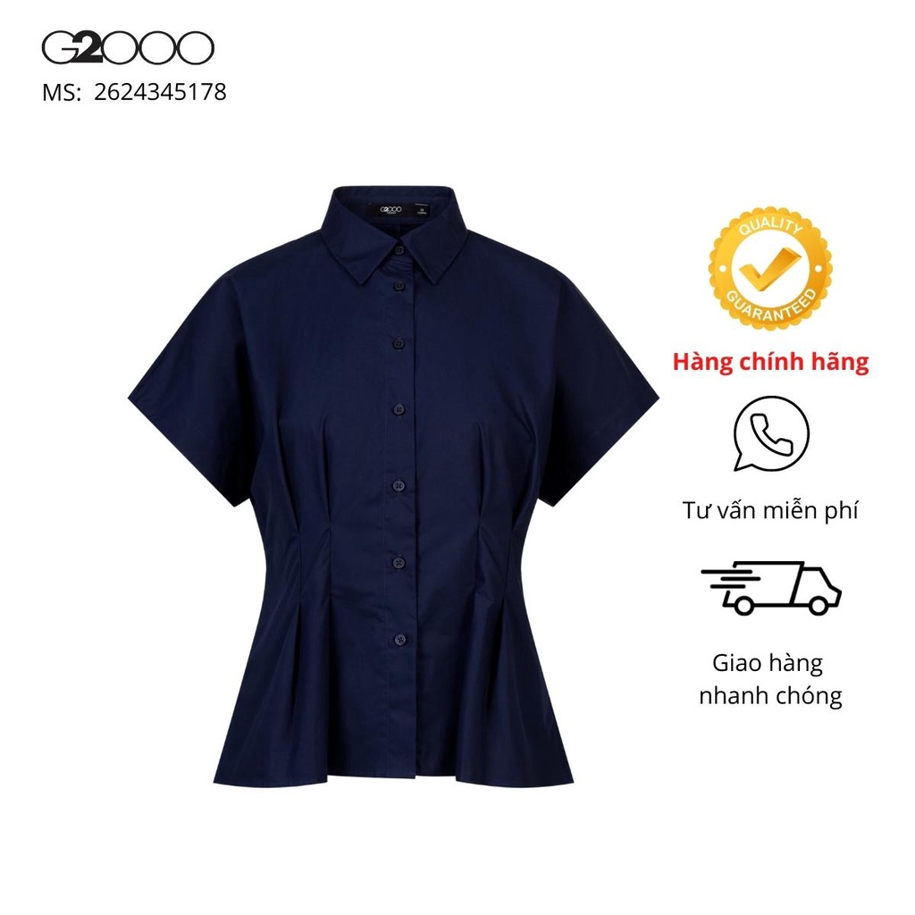 Áo Kiểu Nữ G2000 (26243451-78/03) Màu Xanh Đậm/Trắng