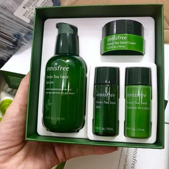 BỘ DƯỠNG DA TRÀ XANH 4 món INNISFREE GREEN TEA SEED SERUM SPECIAL SET NEW 2019 Tặng Kèm Mặt Nạ Ngủ innisfree 10ml tốt nhất