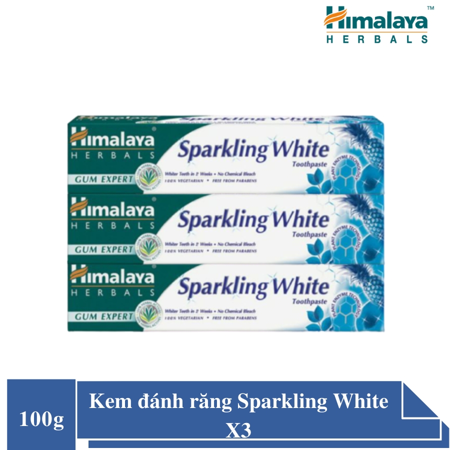 Ba tuýp kem đánh răng trắng sáng - Himalaya Sparkling White Toothpaste 100g