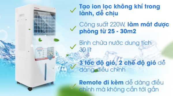 Bảng giá Quạt điều hòa Sunhouse SHD7721Tự ngắt máy bơm khi cạn nước - Đảm bảo an toàn Bảng điều khiển nút nhấn chỉ dẫn tiếng Việt kèm màn hình hiển thị tiện theo dõi và thao tác.Quạt có điều khiển từ xatiện dụng mọi địa đi