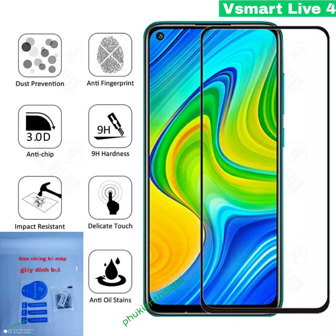Cường lực Full màn Vsmart Live 4 viền mỏng bóng mượt cao cấp