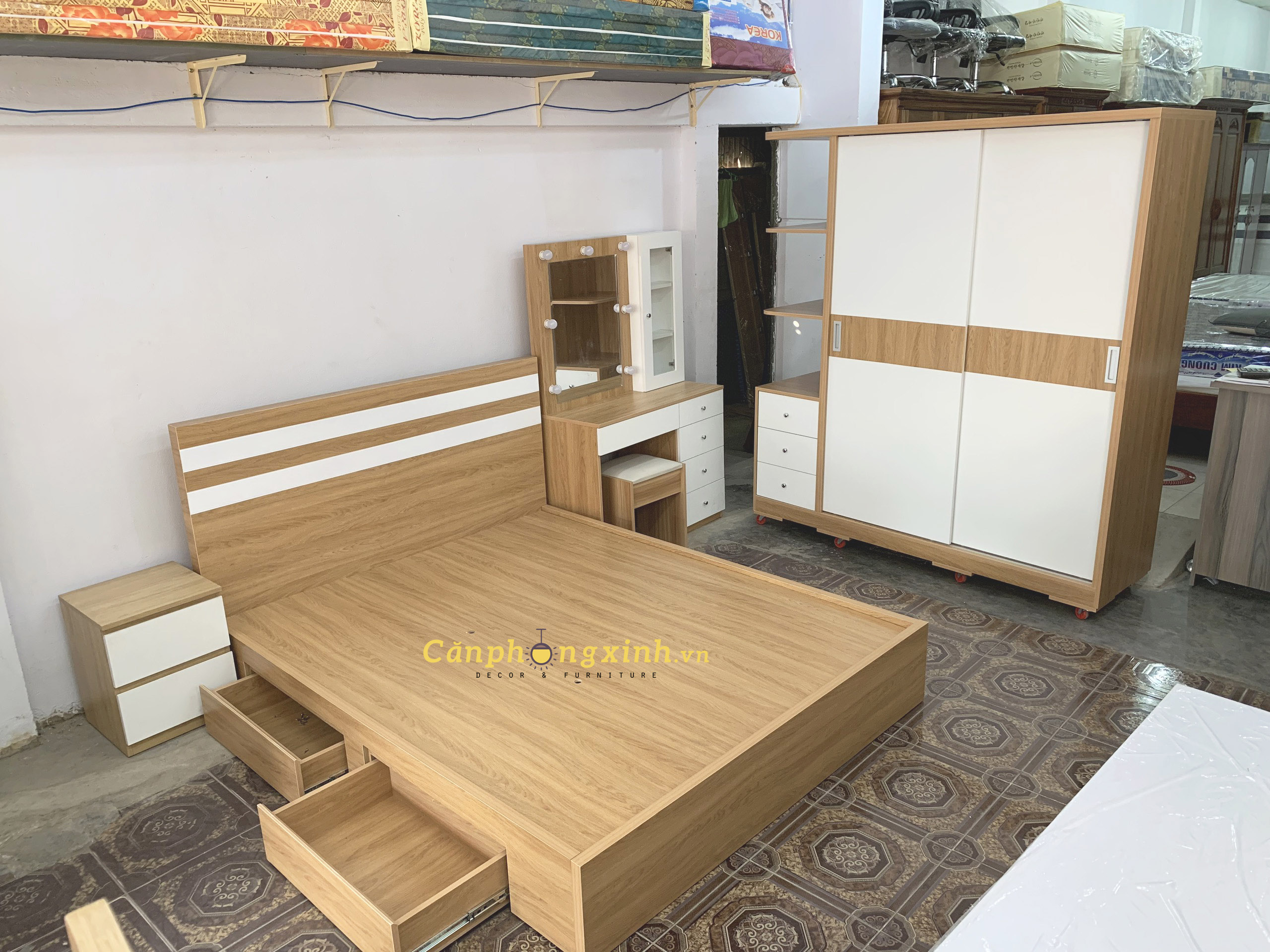 Tủ áo cửa lùa có kệ gỗ MDF CPX-T09