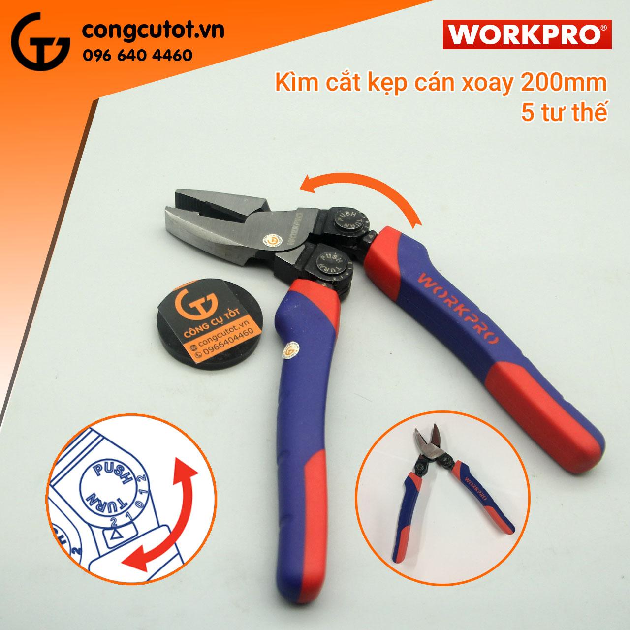 Kềm kẹp cắt cán xoay 200mm Workpro W031183