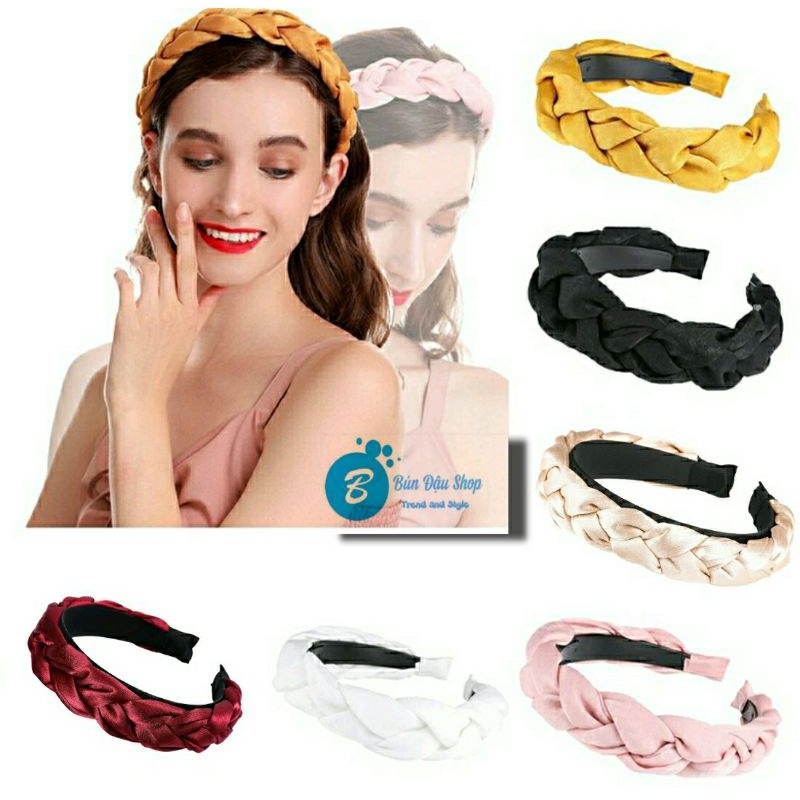【HOT SALE】 Bờm Mấn Satin Bản Rộng Tết Bím