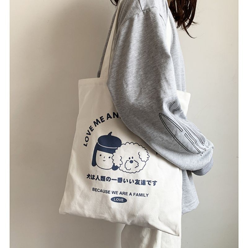 Túi Tote Vải Love Me(Vừa A4, Có Khóa Miệng Túi)