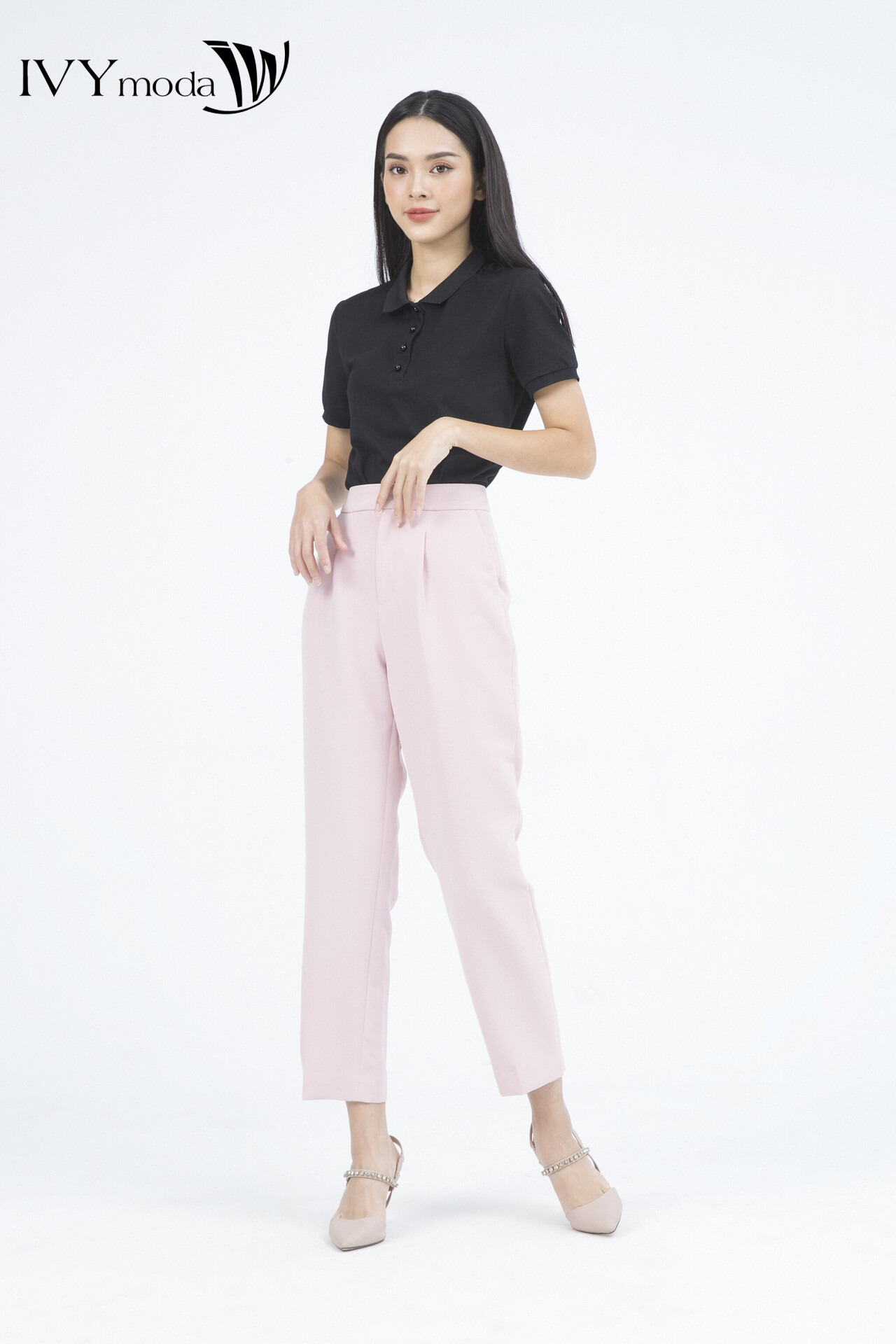 Áo Thun nữ Trơn Cổ Đức IVY moda MS 57P0154