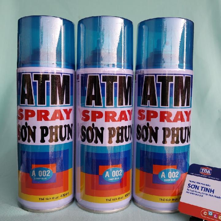 SƠN XỊT XE MÁY ATM MÀU XANH CANDY BLUE A002 1 chai