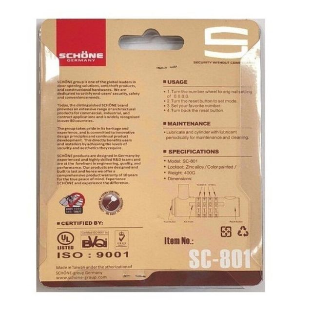 Ổ Khóa Số Dạ Quang SCHONE SC-801 Cao Cấp