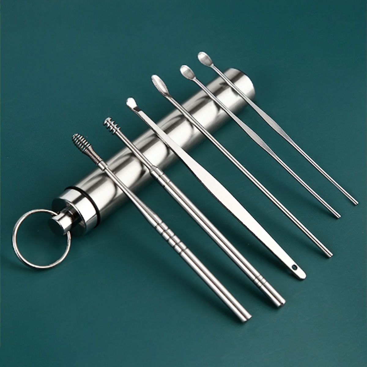 Set of 6 ear cleaning tools, premium stainless steel earwax remover
