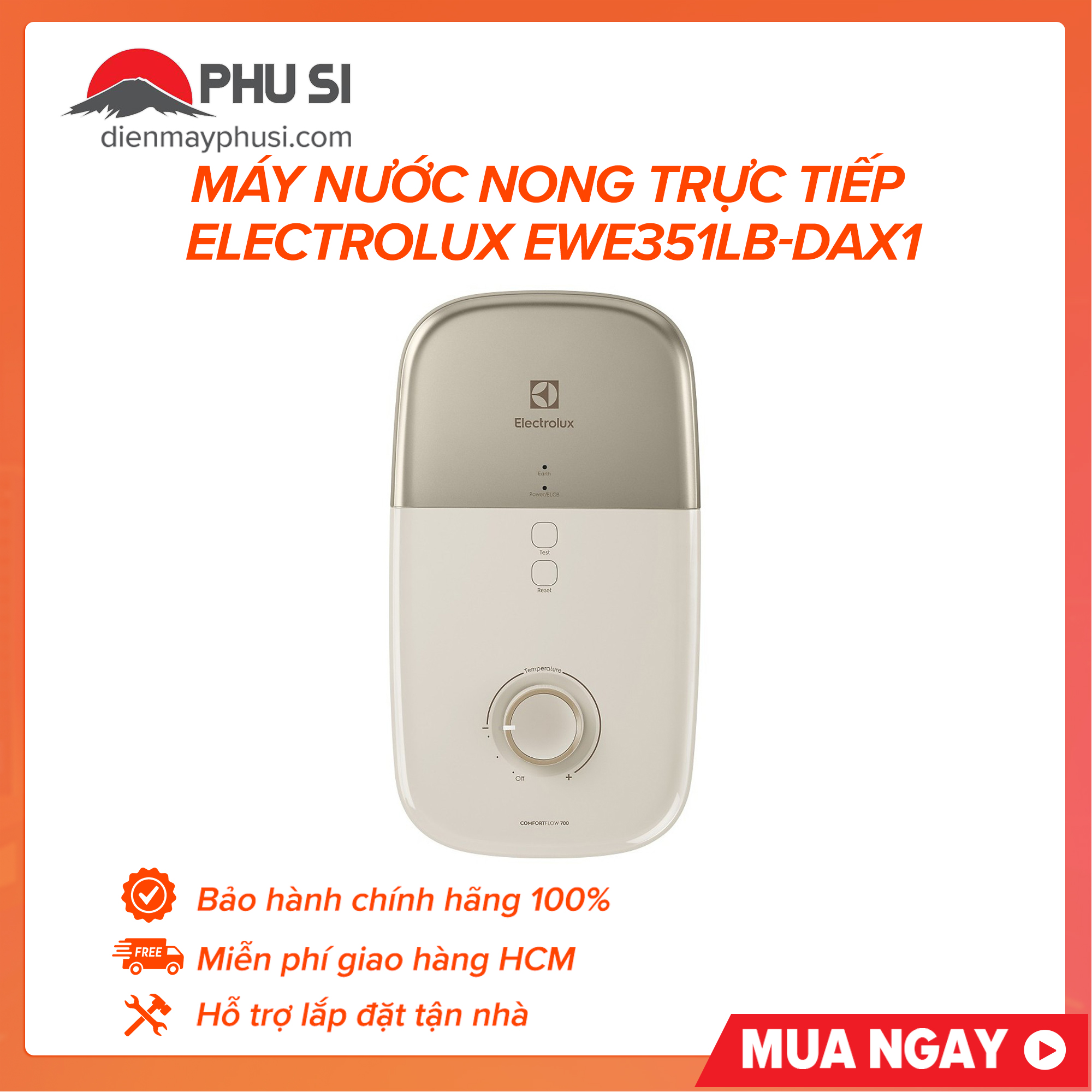[Trả góp 0%]Máy nước nong trực tiếp Electrolux EWE351LB-DAX1