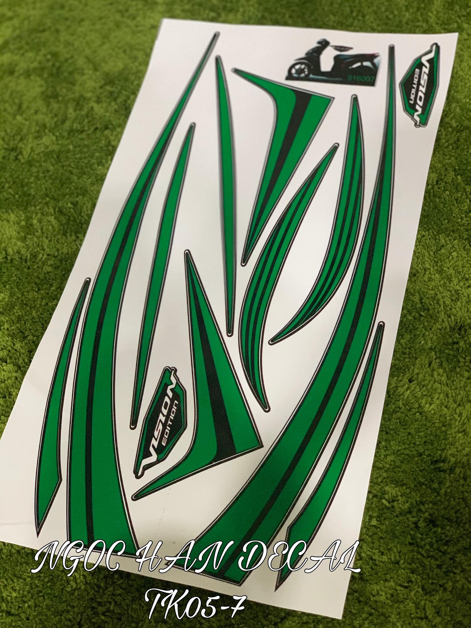 [HCM]Tem chế nguyên bộ màu xanh lá cây cho xe Vision -- NGỌC HÂN DECAL