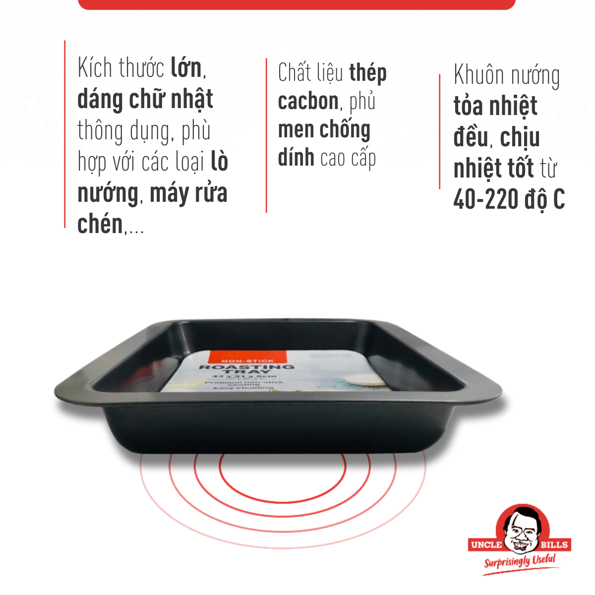 Non-stick baking tray 42x31x5cm uncle bills KC0463