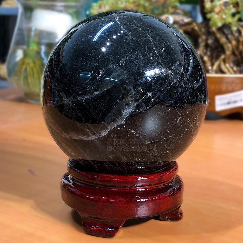 QUẢ CẦU PHONG THỦY THẠCH ANH ĐEN 8P