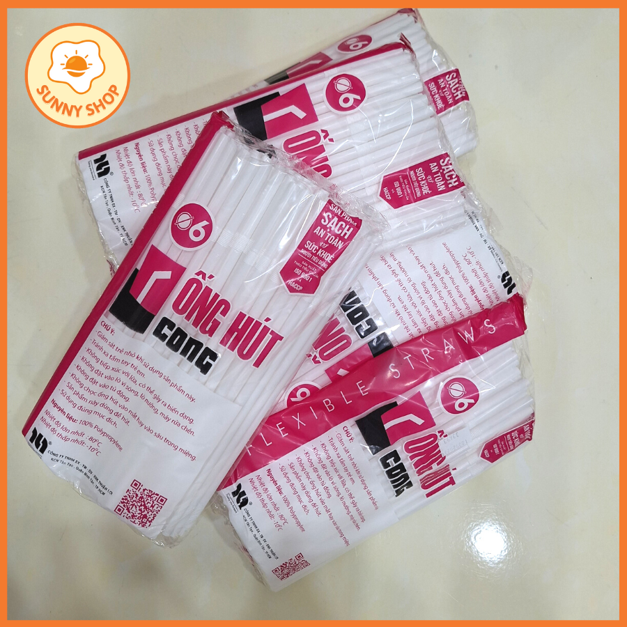 Ống Hút Trắng Đầu Bẻ Cong Phi 6 (bịch 80 cái) loại tốt