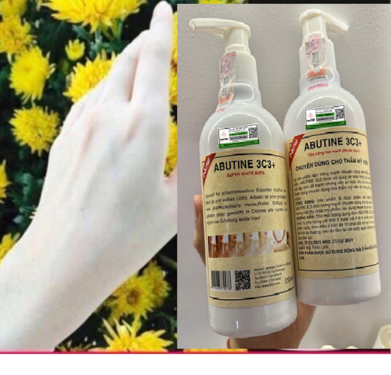 Tắm Ủ Kích Trắng Da Abutine 3C3 350ml Kích Trắng Mạnh Cho Da Đen Ngâm Chai Lì