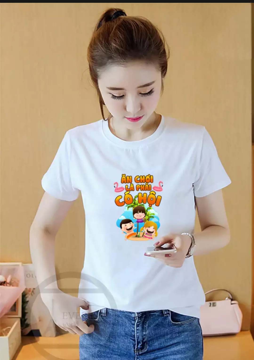 [HCM] XẢ HÀNG - ĐỒNG GIÁ 19K Áo thun nữ Hàn Quốc in hình Anh Em Mình Là Một Gia Đình dễ thương vải dày mịn mát