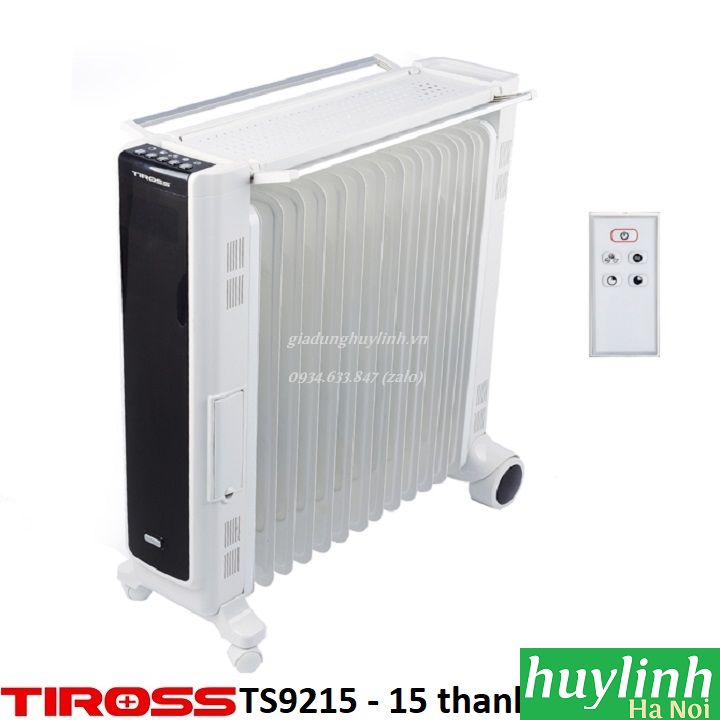Máy sưởi dầu 15 thanh tiross ts9215 - có điều khiển + hẹn giờ + giá phơi