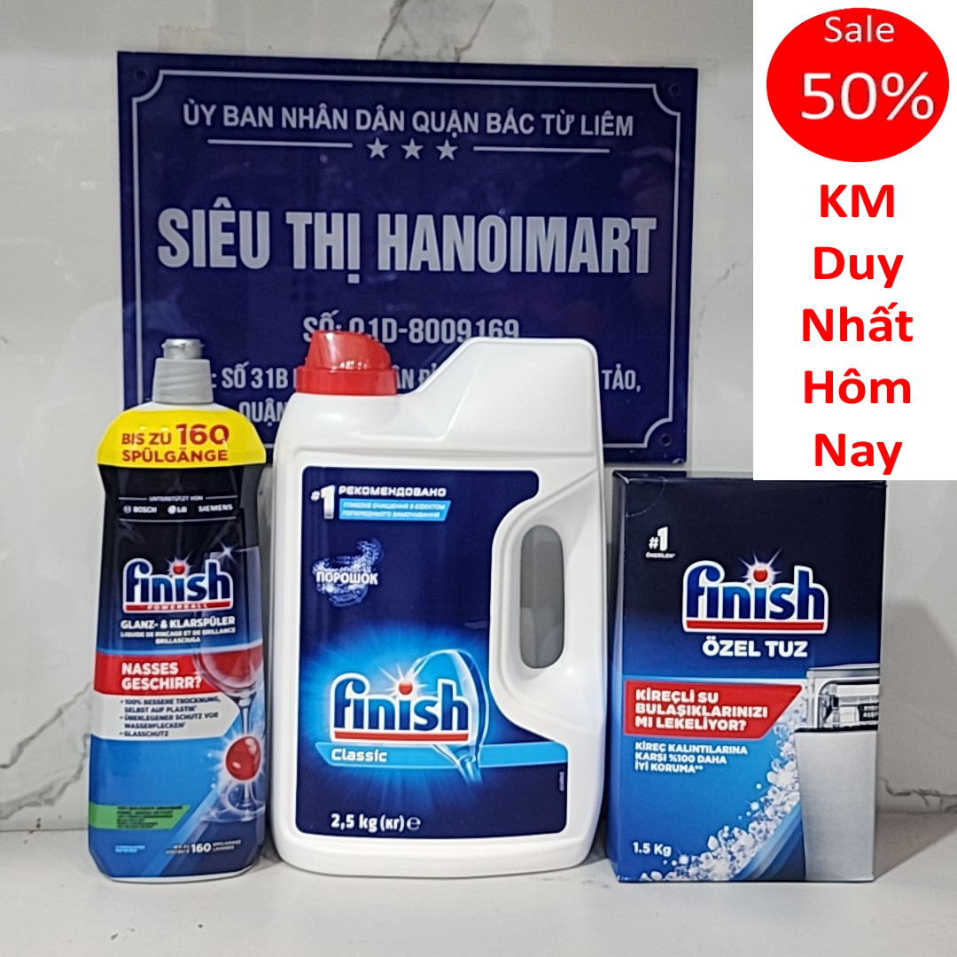 Bột rửa bát Finish 2.5kg hoặc Muối Finish 1.5kg hoặc Nước làm bóng finish 750ml chuyên dùng cho máy rửa bát