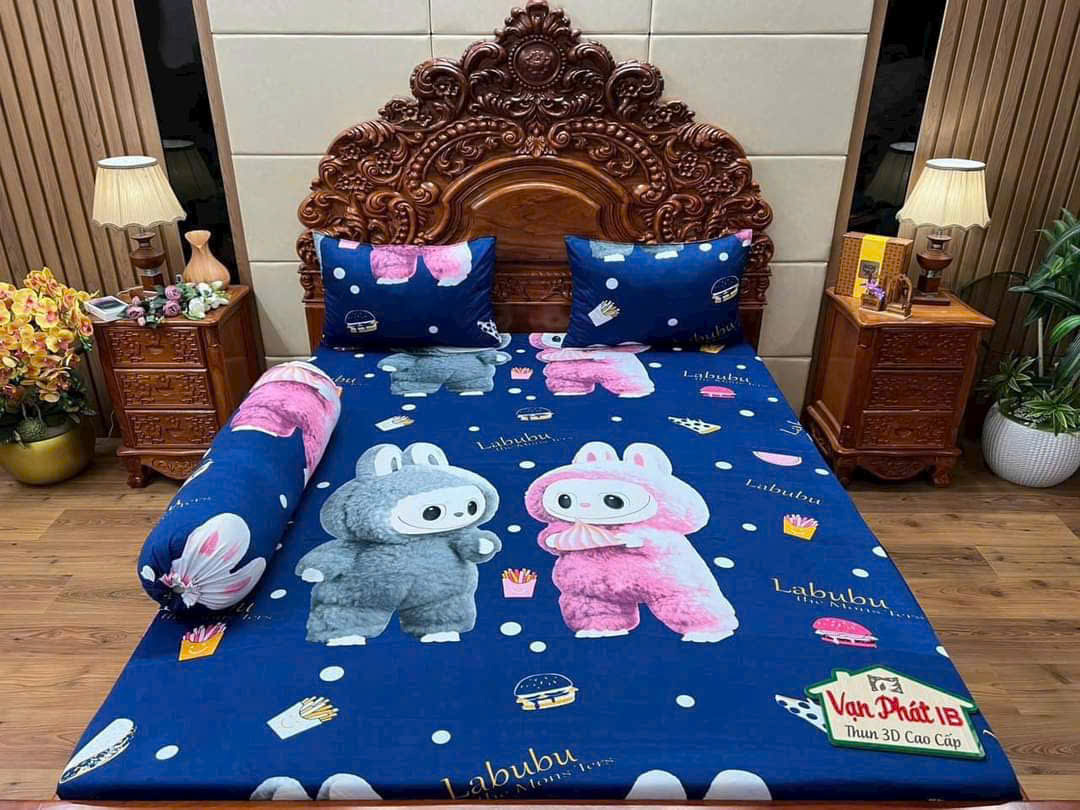Drap bộ thun lạnh hình thú ,hình họa tiết , giá rẻ