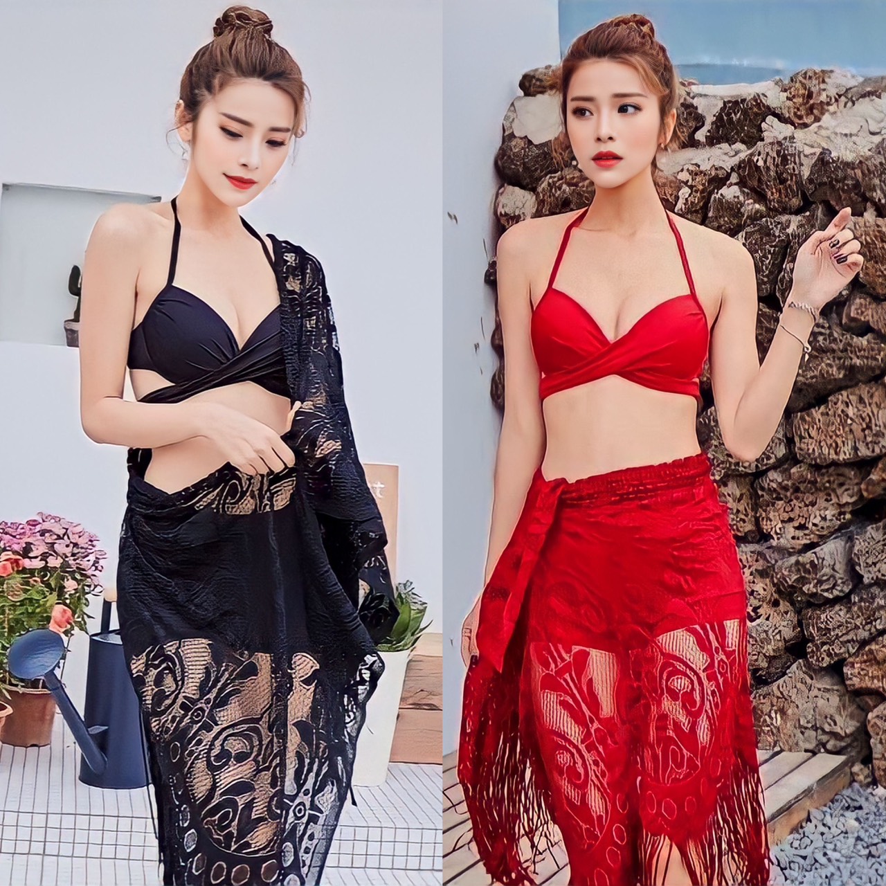[HCM] SET BIKINI KÈM KHĂN CHOÀNG HOA CAO CẤP BEYEU1688 - BY4292