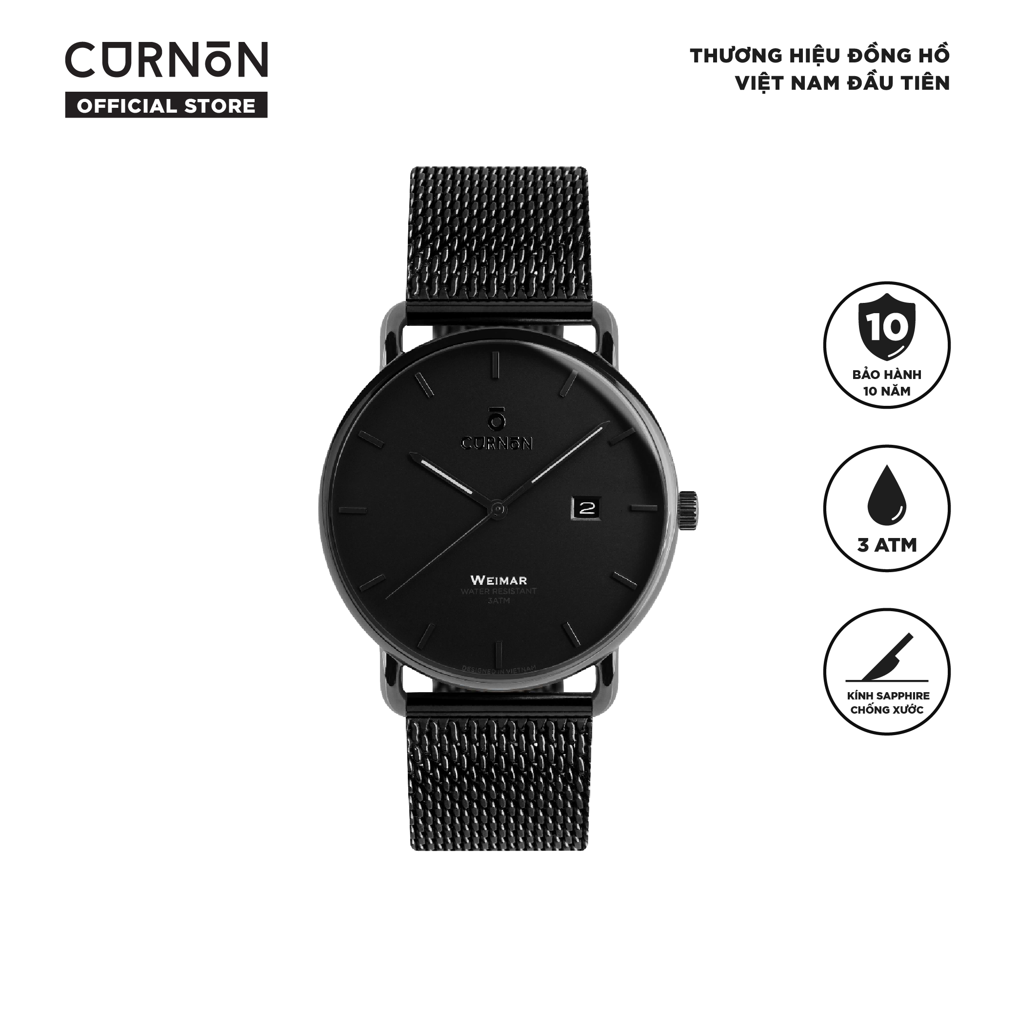 Đồng hồ nam Curnon Weimar Jurgen dây thép cao cấp