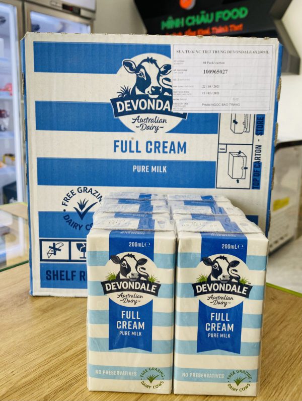 [Freeship] Thùng 24 Hộp Sữa tươi Devondale nguyên kem 200ml