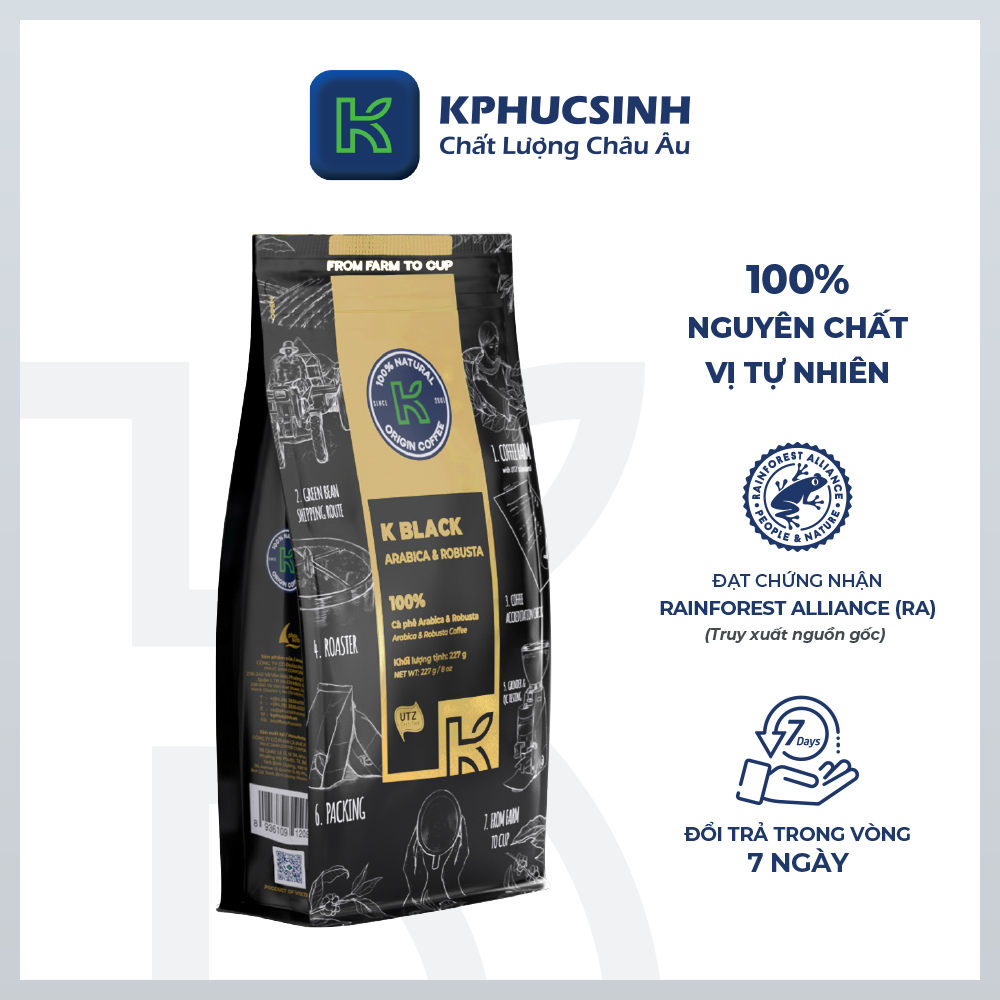 Cà Phê Rang Xay Nguyên Chất K Black 227g - Thương Hiệu K COFFEE