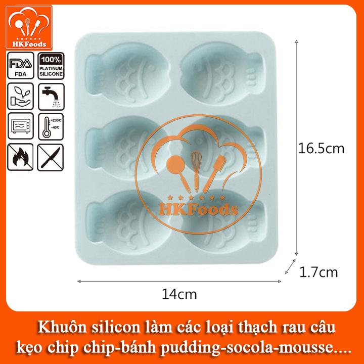 KHUÔN SILICON LÀM THẠCH RAU CÂU SOCOLA 6 HÌNH BÁNH CÁ
