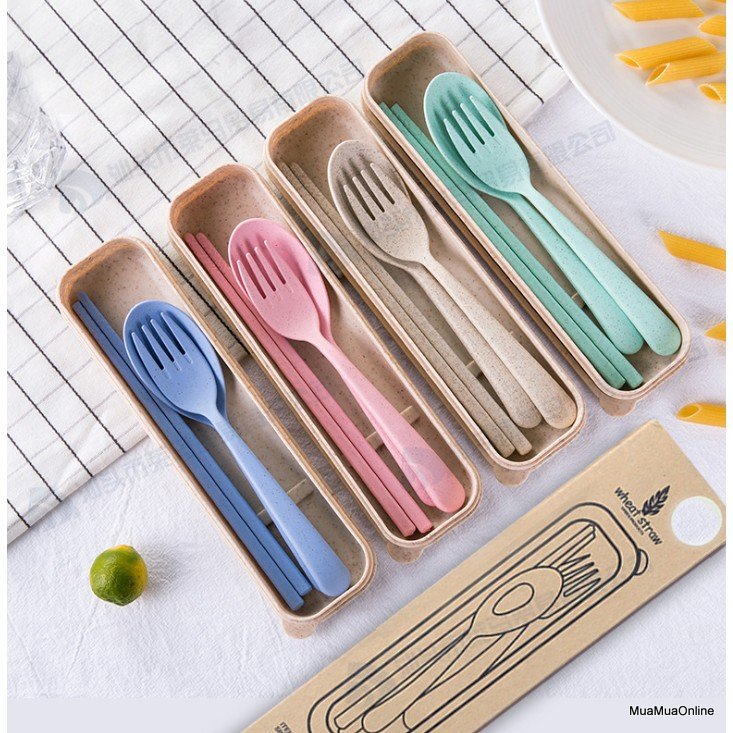 Bộ đũa muỗng nĩa lúa mạch vệ sinh sang trọng
