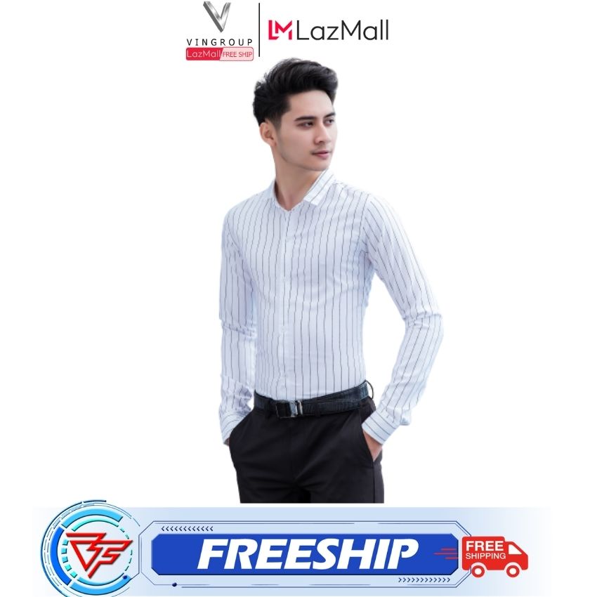 Áo sơ mi nam  hàn quốc trắng tay dài Kẻ Sọc cao cấp cao Thoáng Mát  flashback AD09